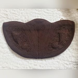 Vintage 1940s - 1950s Cordecraft Brown Clutch Purse Bag Retro boho needlepoint